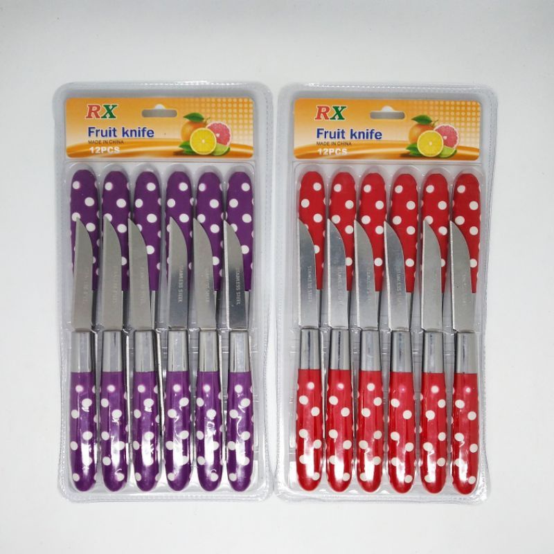 murah!!! 12 pcs pisau polkadot /pisau buah/pisau stainless/pisau