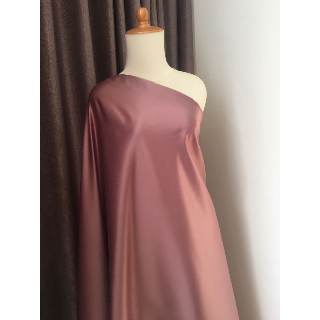 Bahan Kain Satin Velvet Premium Warna Rose Bronze Terracota Terakota Furing Kebaya Bridesmaid