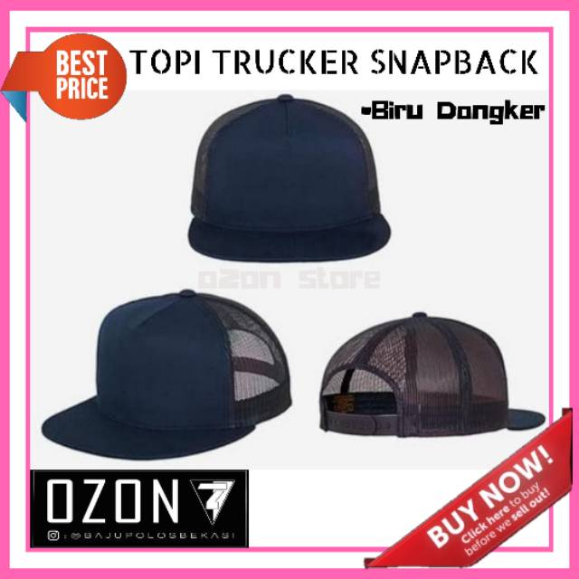 Topi Polos Snapback Jaring Biru Dongker Navy Polos