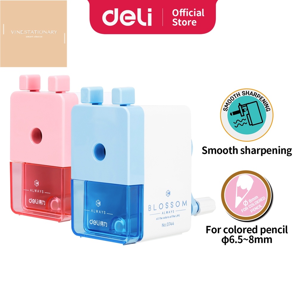 

Deli rautan putar / rautan meja 3 warna anti slip, pisau terbuat dari bahan besi alloy 0744-