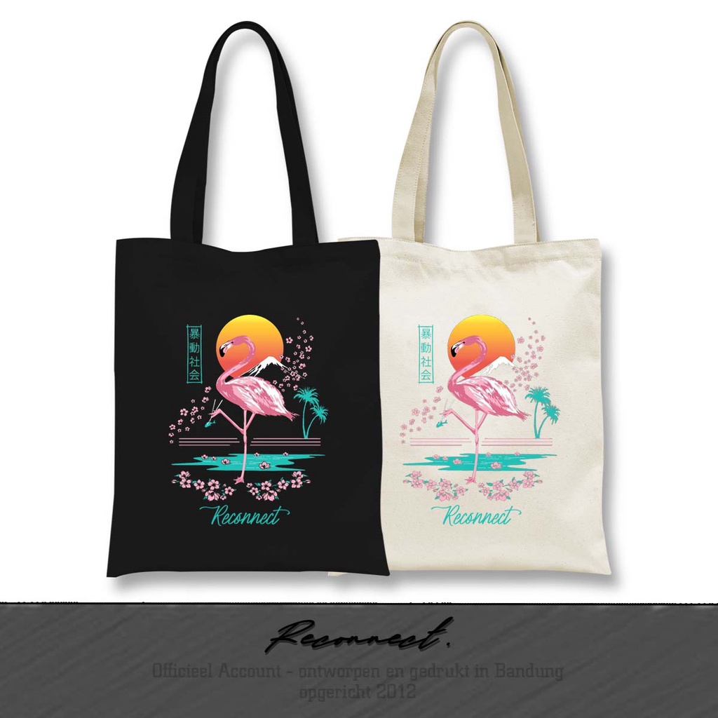 Reconnect Totebag Japan Flamingo Go to Tropical - Gratis Tambah Nama