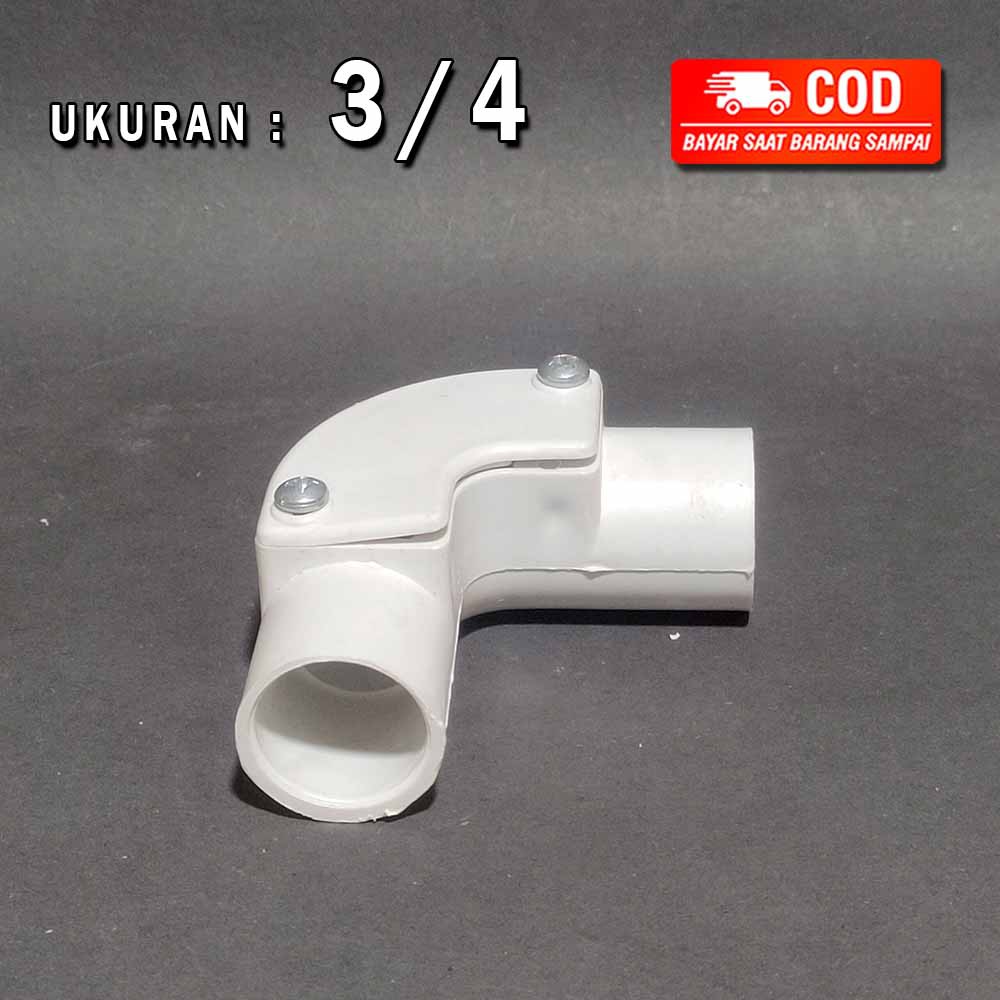 ELBOW PIPA LISTRIK PUTIH BAUT PVC 20 MM / ELBOW PIPA LISTRIK BAUT PUTIH 3/4