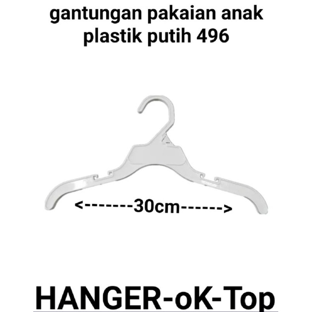 gantungan pakaian anak plastik putih / gantungan baju 30cm 12inci 496( 1 LUSIN )