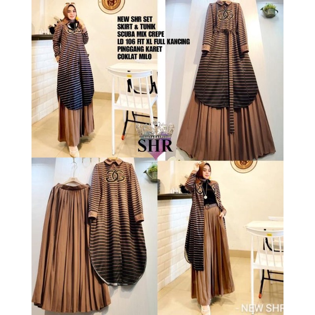 new SHR set tunik skirt ori