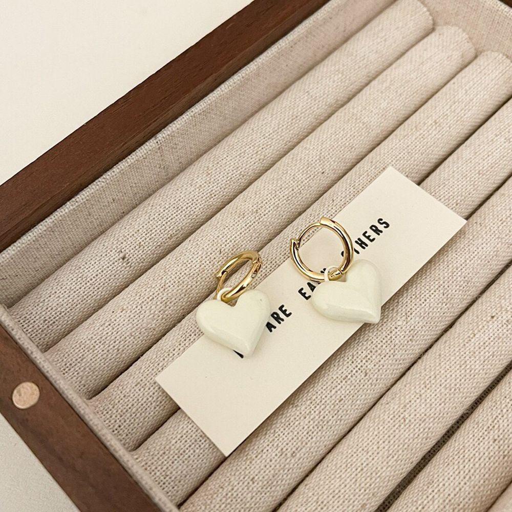 Mxbeauty Anting Hoop Perempuan Retro Jepang Hadiah French Heart Shape Lovely Menjuntai Earrings