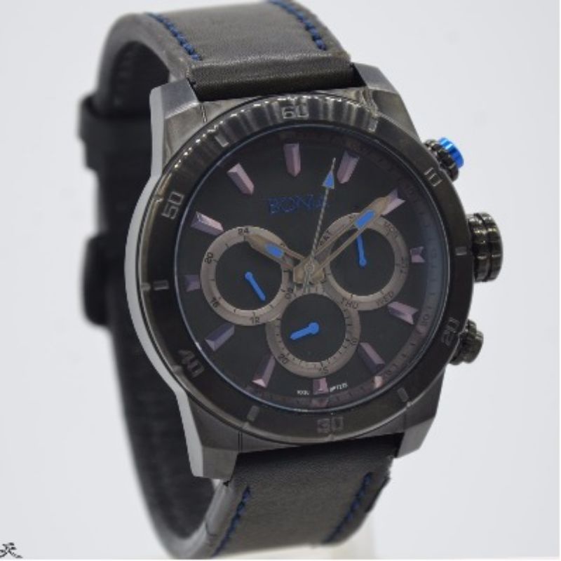 Jam Tangan Pria Bonia BPT239 Black Leather Kulit Original Murah