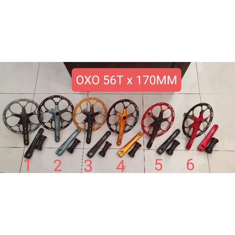 crankset crank chainwheel sepeda seli lipat OXO 56T BCD 130 170mm