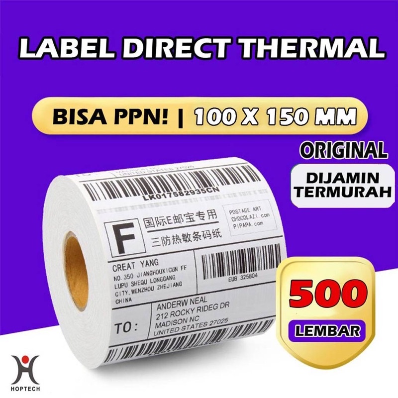 

label thermal label stiker barcode label pengiriman 100x150 / 500 pcs thermal