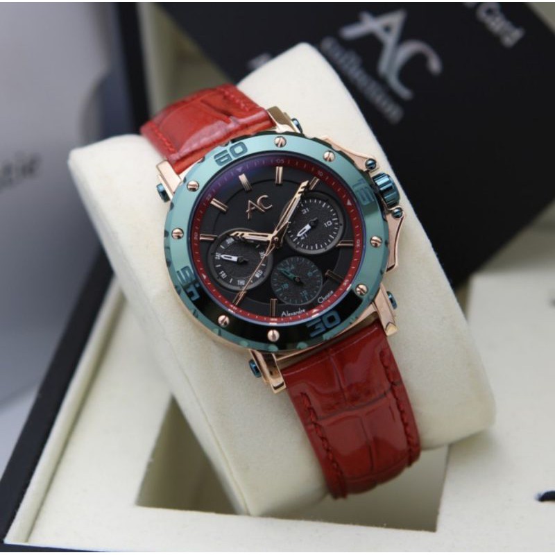 Jam Cewek Alexandre Christie AC9205 Original Red  Rosegold Tosca