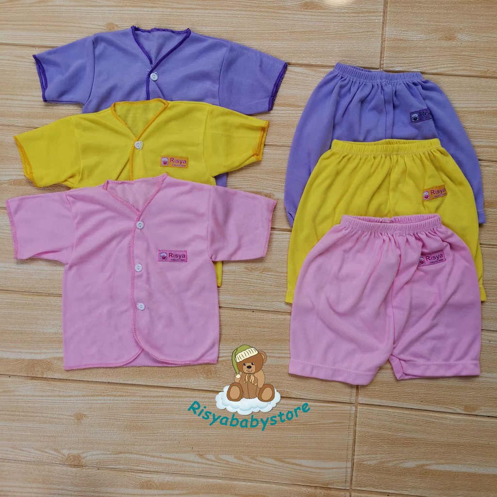 3 stel baju bayi lengan pendek/ Paket baju bayi newborn pendek