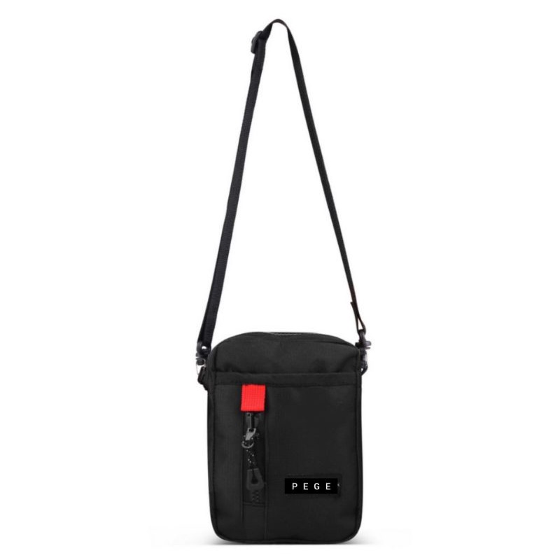 Tas Selempang Slingbag Pouch Pege Flick / Tas Distro Kekinian / Tas Trendy Mini Hitam / Bayar Di Tempat -BG662