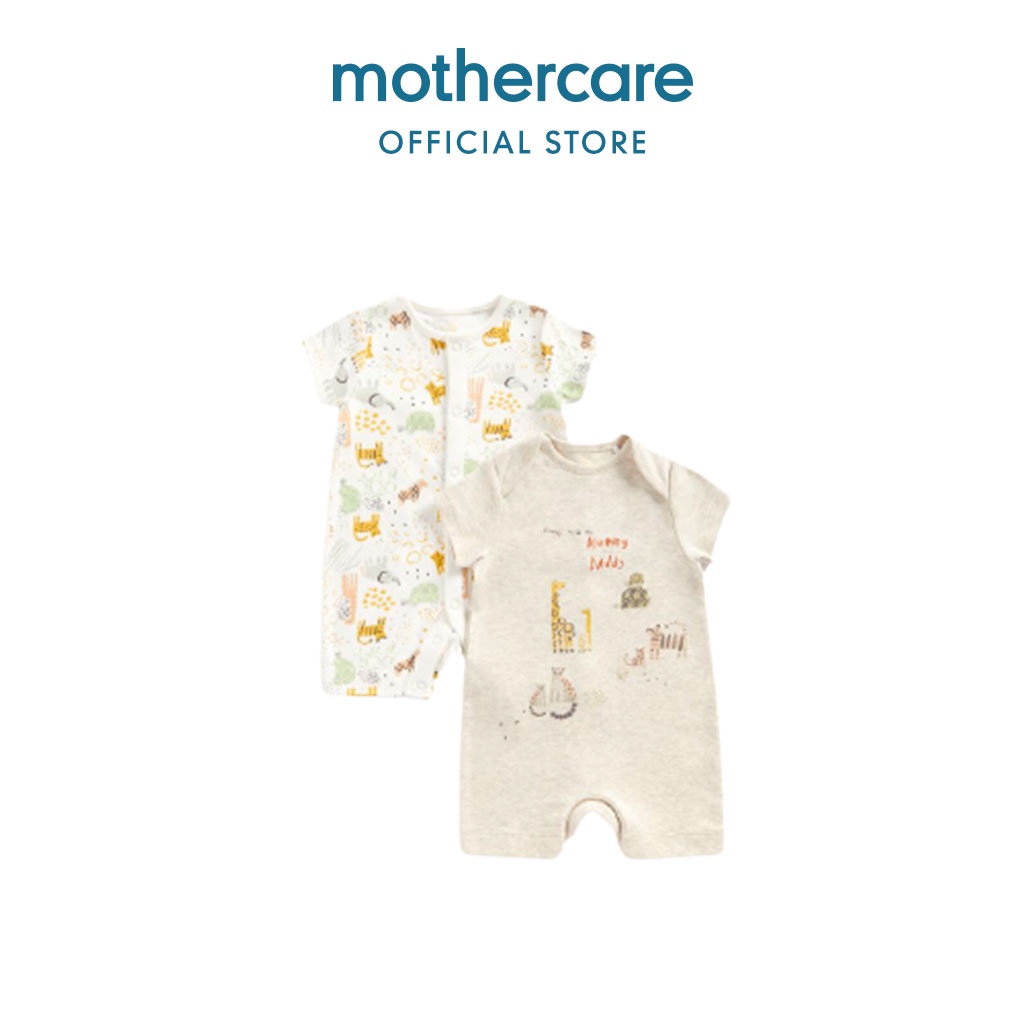 Mothercare Mummy And Daddy Rompers - 2 Pack - Set Terusan Bayi Unisex (Putih)-0