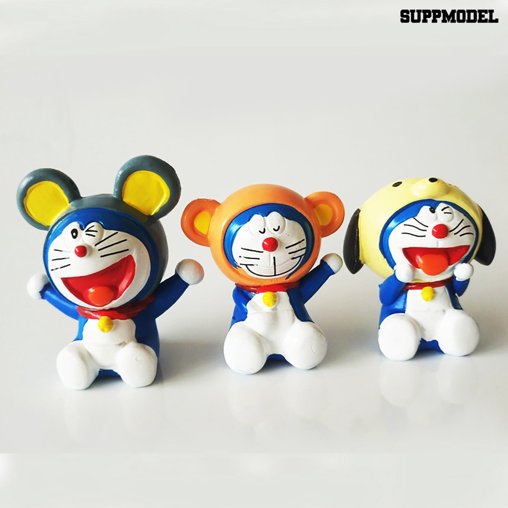 12pcs / Set Mainan Action Figure Model Anime Doraemon Bahan PVC Untuk Anak