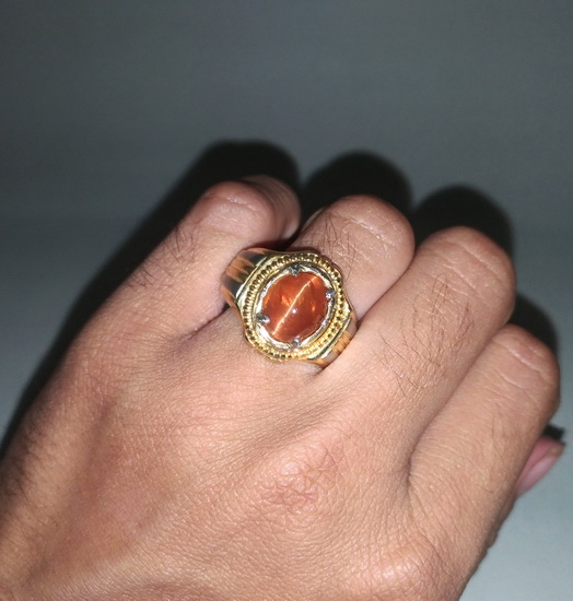 Batu Cincin Opal Cat Eye Mata Kucing Madu Orange Alami Indonesia