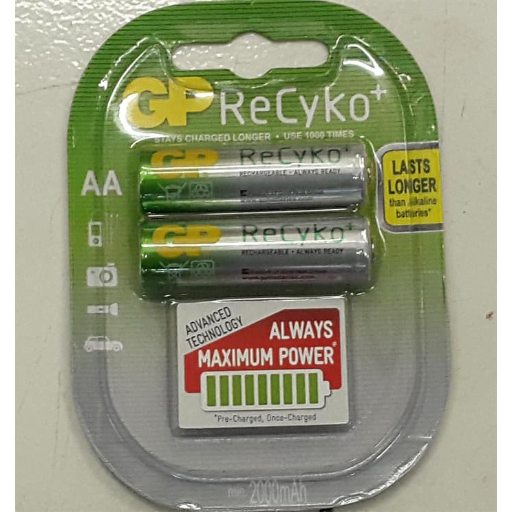 Baterai Recyko+ Aa 2000Mah / Battery Gp Recyko+ Rechargeable 2000 Mah