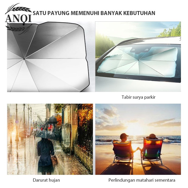 ANQI 1888 Payung Lipat Sun Shield Pelindung Sinar UV Umbrella Matahari Kaca Depan Mobil VS-104