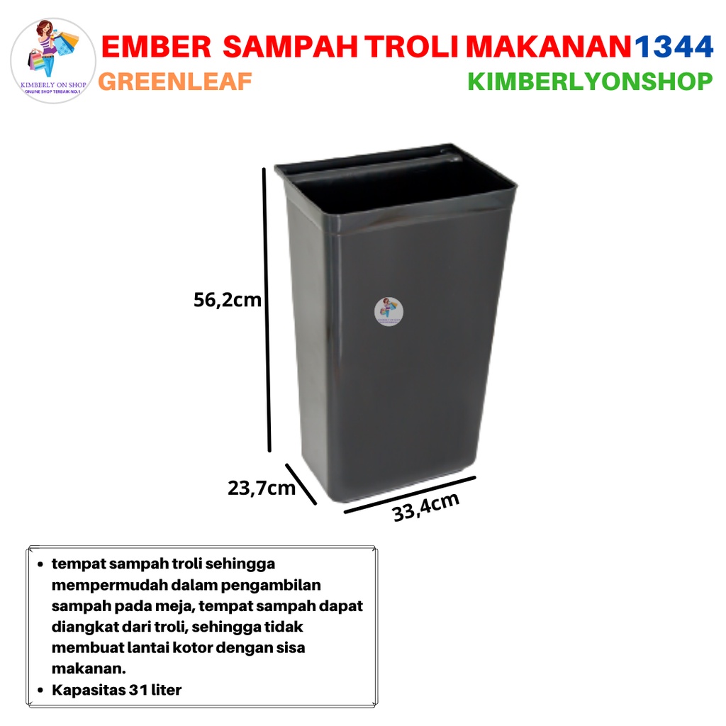 Tempat Sampah Plastik Dinning Trolley Compania Dustbin 1344 Green Leaf