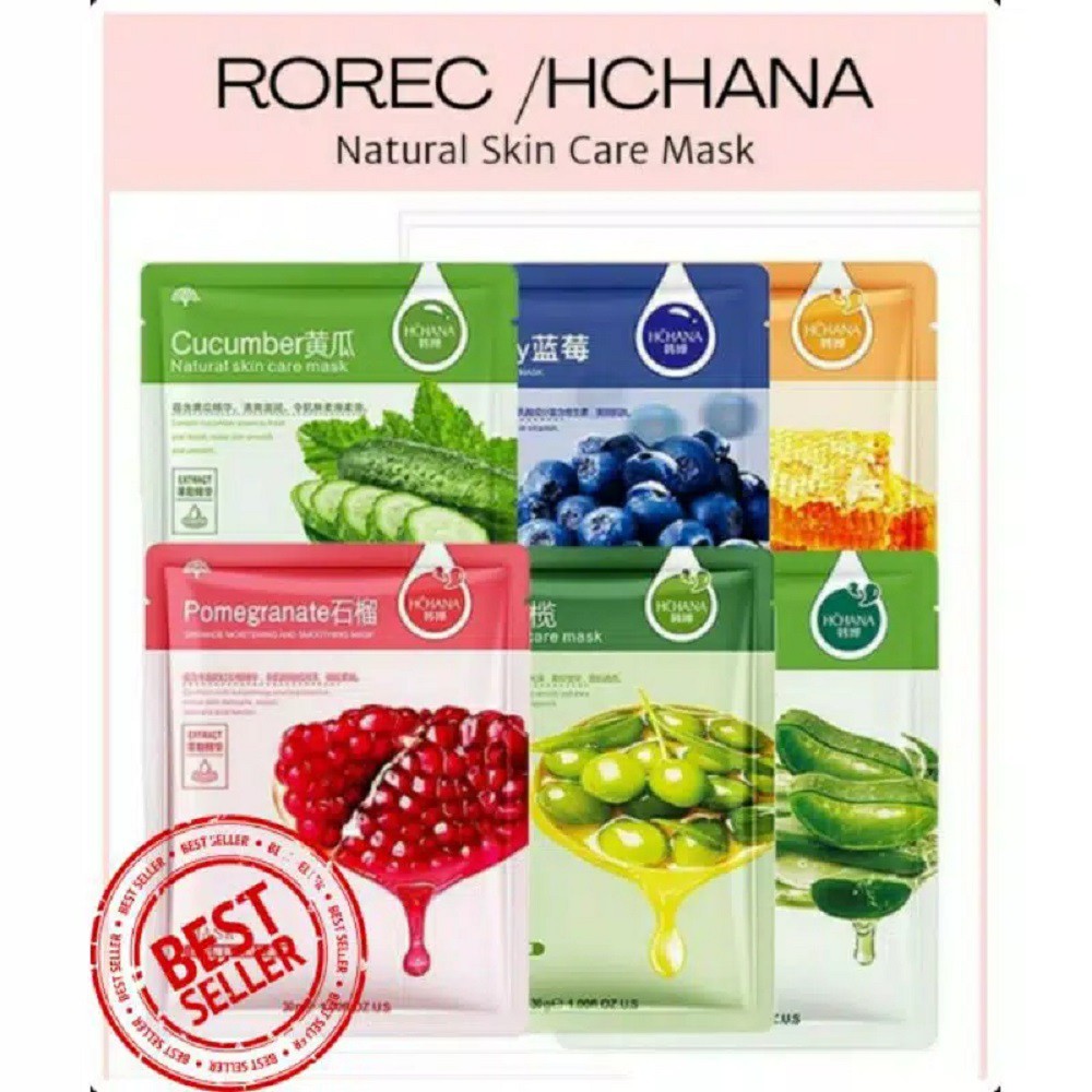 ROREC / HCHANA NATURAL SKIN SHEET MASK MASKER WAJAH ORIGINAL