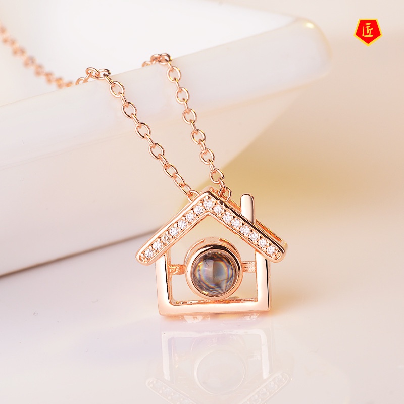 [Ready Stock]S925 Silver Japan and South Korea Love Necklace Small House Pendant