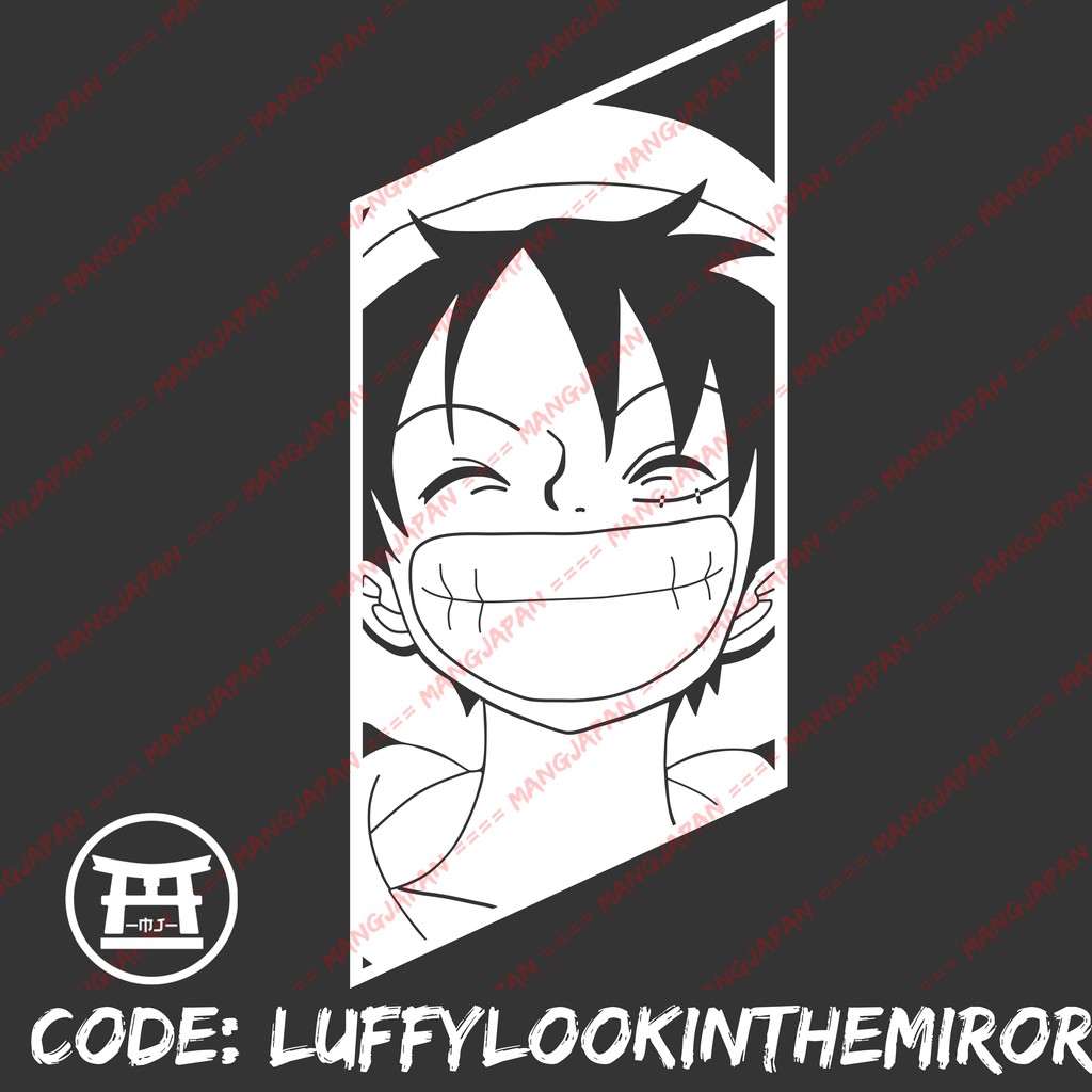 Kaos distro anime LUFFY LOOK IN THE MIRROR - ONE PIECE 100% cotton combed 30s