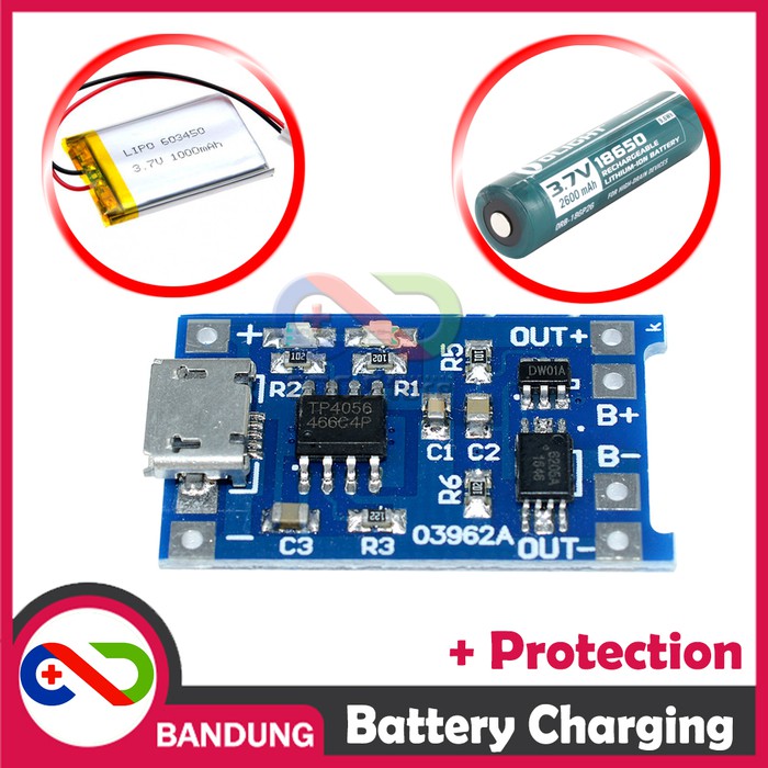 TP4056 MODULE CHARGER MICRO USB 1A LITHIUM BATTERY CHARGING + PROTECTION CHARGE &amp; DISCHARGE