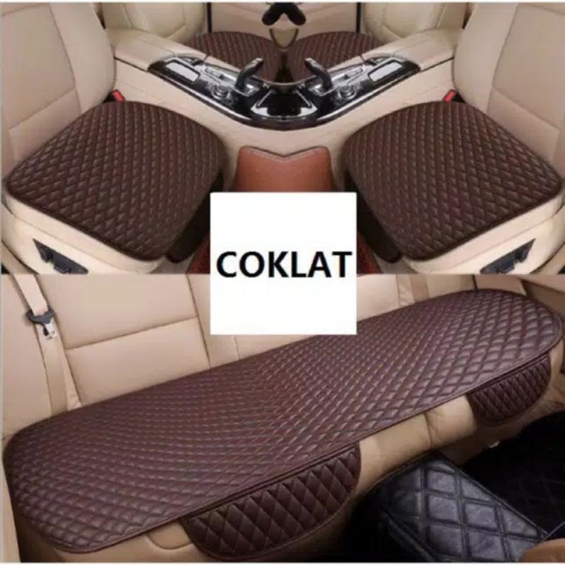 Alas duduk jok mobil 3 in 1 bahan PREMIUM LEATHER KULIT SINTETIS