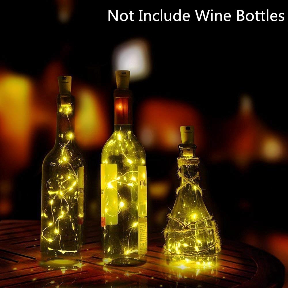 1M,2M,3M Botol Anggur Cork String Lights / Lampu Garland Starry Bertenaga Baterai / Lampu Peri Tahan Air / Dekorasi Lampu Malam Sempurna Untuk Kamar Tidur, Natal, Ramadhan, Tahun Baru, Pesta, Pernikahan, Ulang Tahun, Teras, Jendela