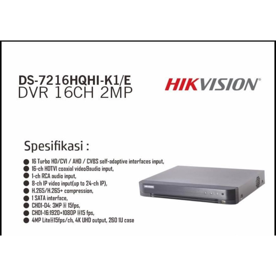 DVR Hikvision 16 CH DS-7216HQHI-K1/E