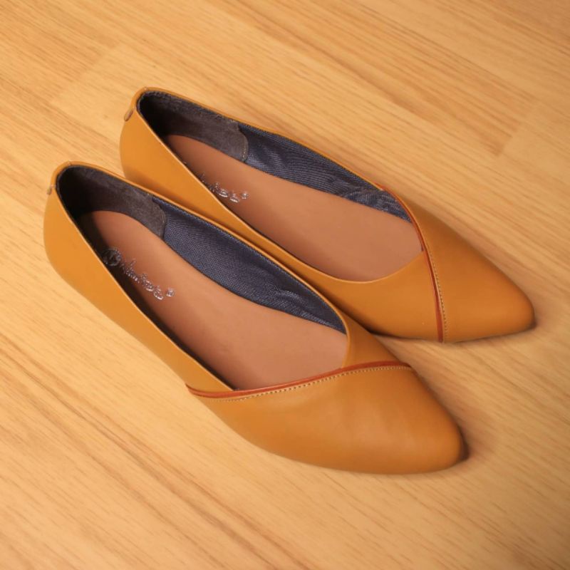 sepatu kulit sapi asli flat wanita nawies Leather