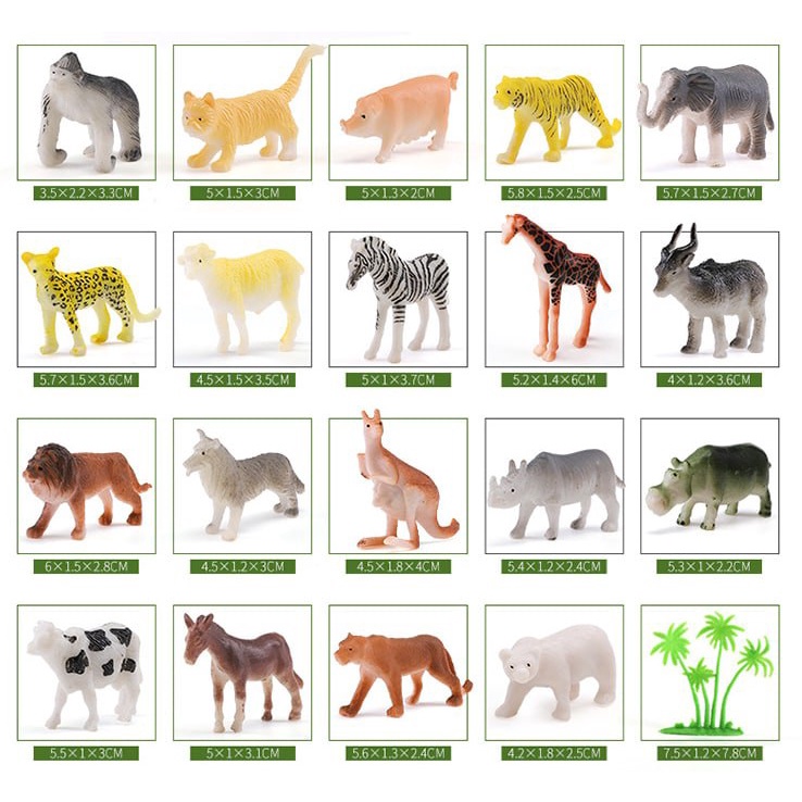 Mainan Figurine Miniature Animals or Dinosaurs - animal 58 pcs / dino 44 pcs