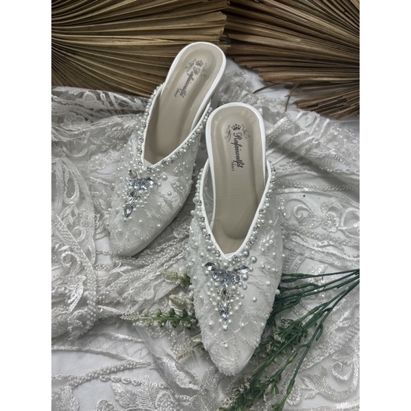 sepatu wanita wedding alena putih 7cm tahu