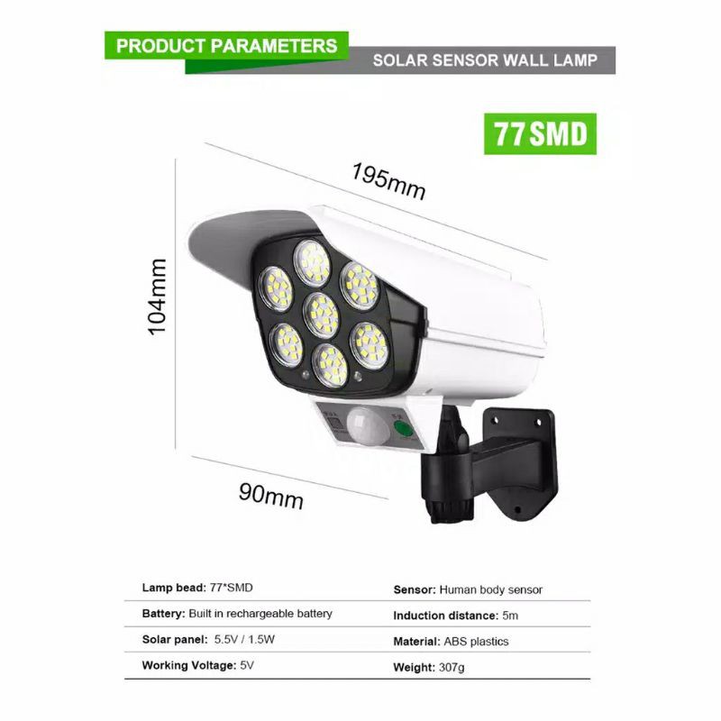 Lampu Taman Tenaga Surya Lampu Solar 77 LED plus Remote Solar Lamp 77 LED