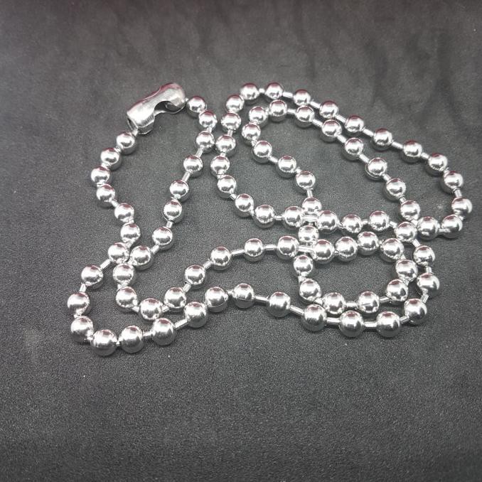 Kalung Besi Putih Asli Ambon- Biji Lada Atau Bola 6 Ml