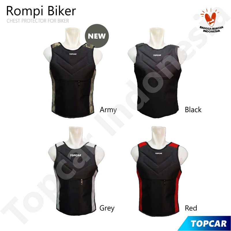 TOPCAR Pelindung Dada Rompi Biker Motor Jaket Rompi Touring Pengendara Motor Free Sarung Tangan Half Bahan Halus