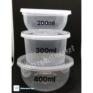 Thinwall Cup Bowl Plastik 200ml 300ml 400ml Food Grade Uk 200 300 400 isi 25 pcs + Tutup