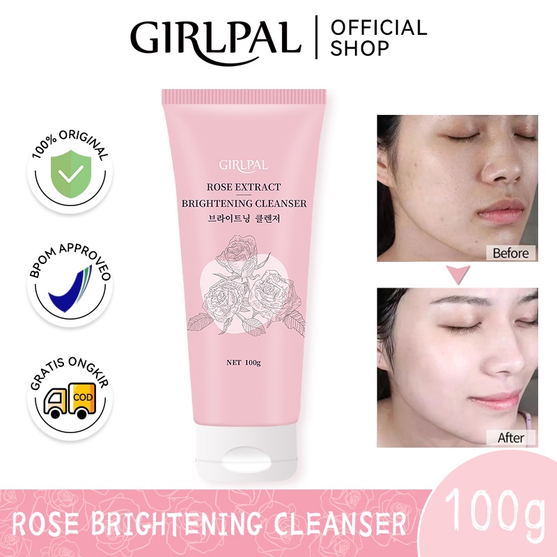 GIRLPAL 100g Rose Brightening Foaming Cleanser - Niacinamide Facial Cleanser Brightening Clean Pore Cleanser GPSRF1006