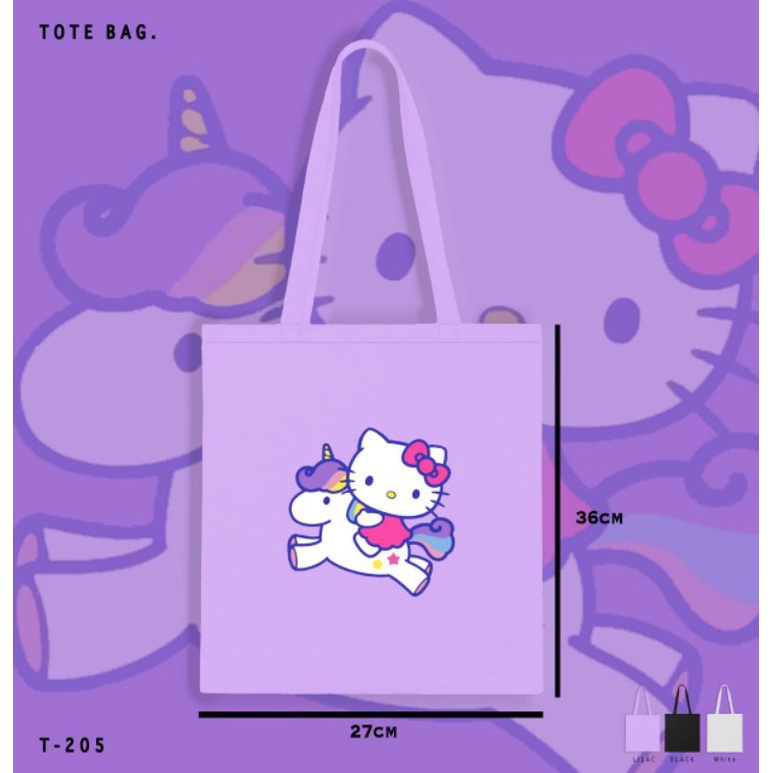 TOTE BAG LILAC HELLO KITTY/TOTEBAG HELLO KITTY KANVAS/SOUVENIR ULTAH