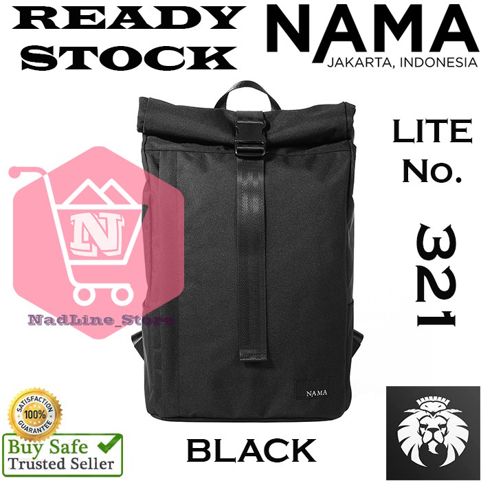 TAS RANSEL BACK PACK ANTI AIR WATER REPELLANT By NAMA STUDIOS LITE 321 ROLL TOP DESIGN - BLACK -
