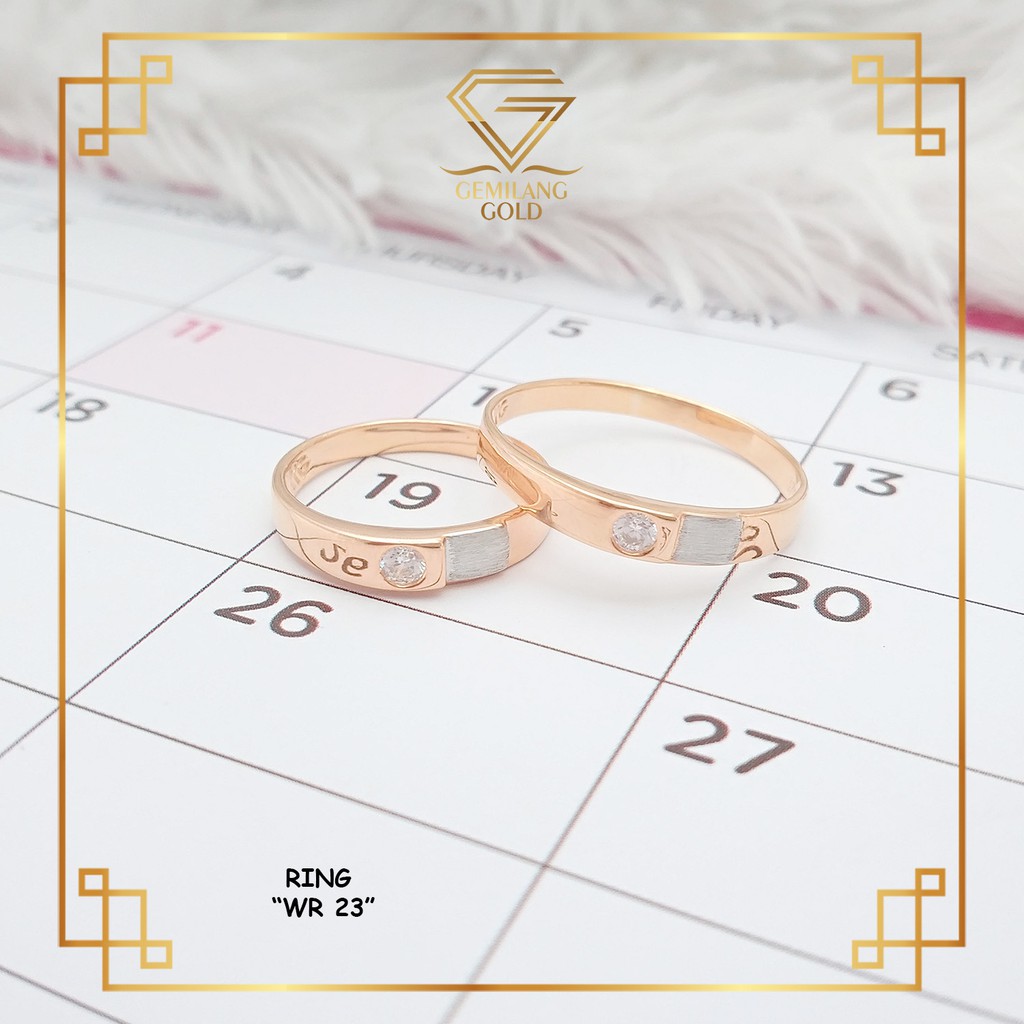 CINCIN KAWIN EMAS ASLI KADAR 375 (8K) SATUAN - SEPASANG CINCIN COUPLE MATA MEWAH KADAR 8 KARAT (WR 2