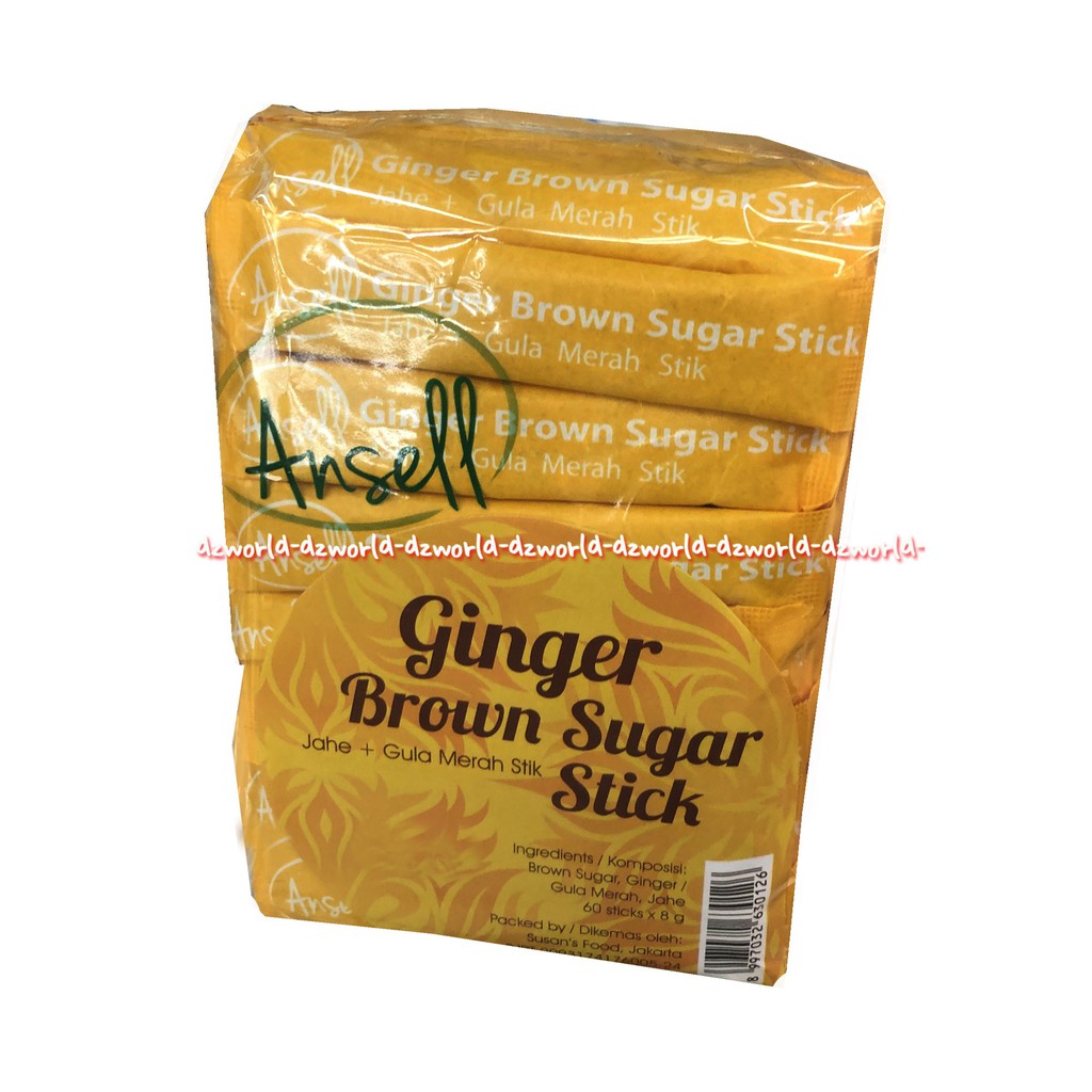 Ansell Ginger Brown Sugar Stick Jahe Gula Merah Sachets 60sticks Ansel