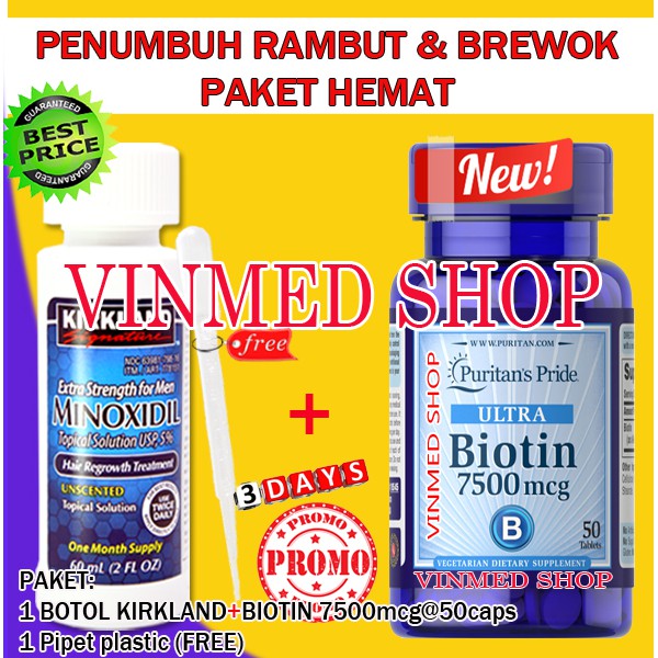 Kirkland Minoxidil 5%+ Biotin 7.500 mcg PAKET HEMAT