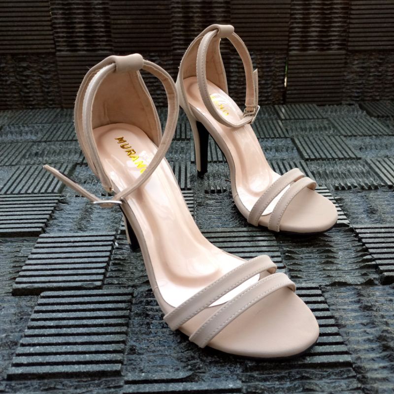 Murano Amora Cream Heels 10 cm Kualitas Premium Size 32-43