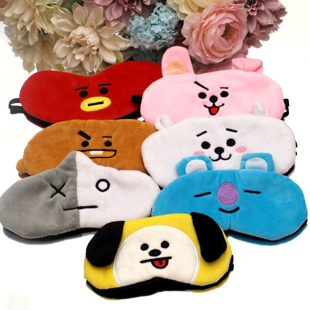 Penutup Mata Tidur BT21 BTS Bahan Bulu Halus Masker Mata Sleeping Eye Mask Eyemask Travel