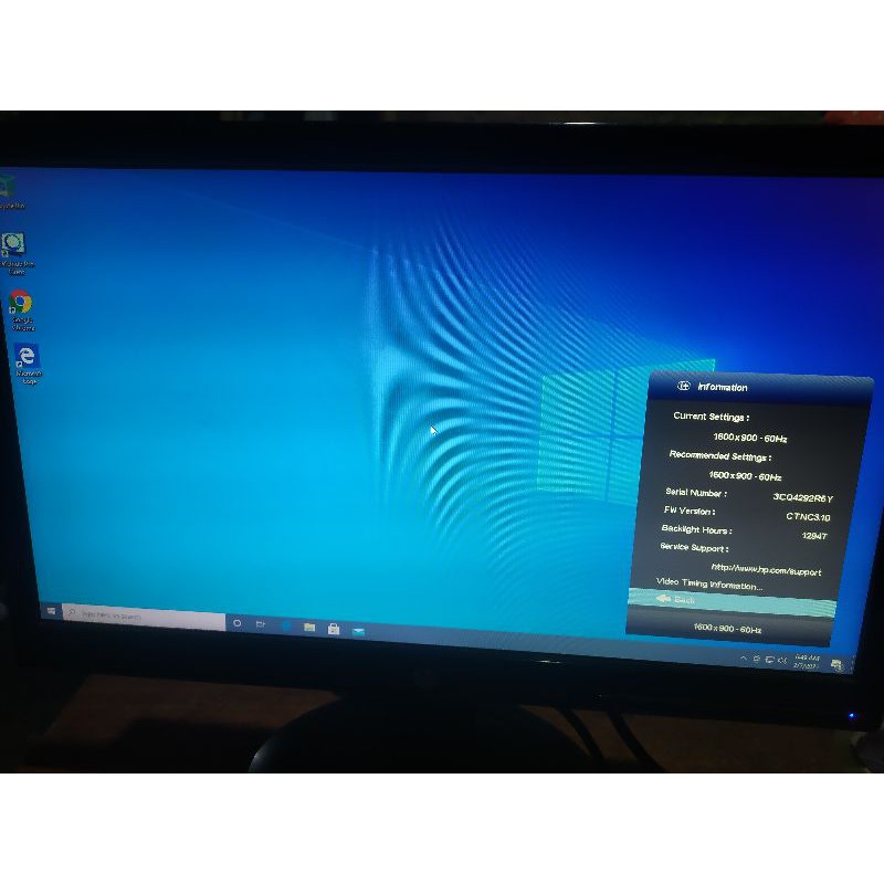 monitor led hp 20 in tipe 20wd bonus kabel power dan vga