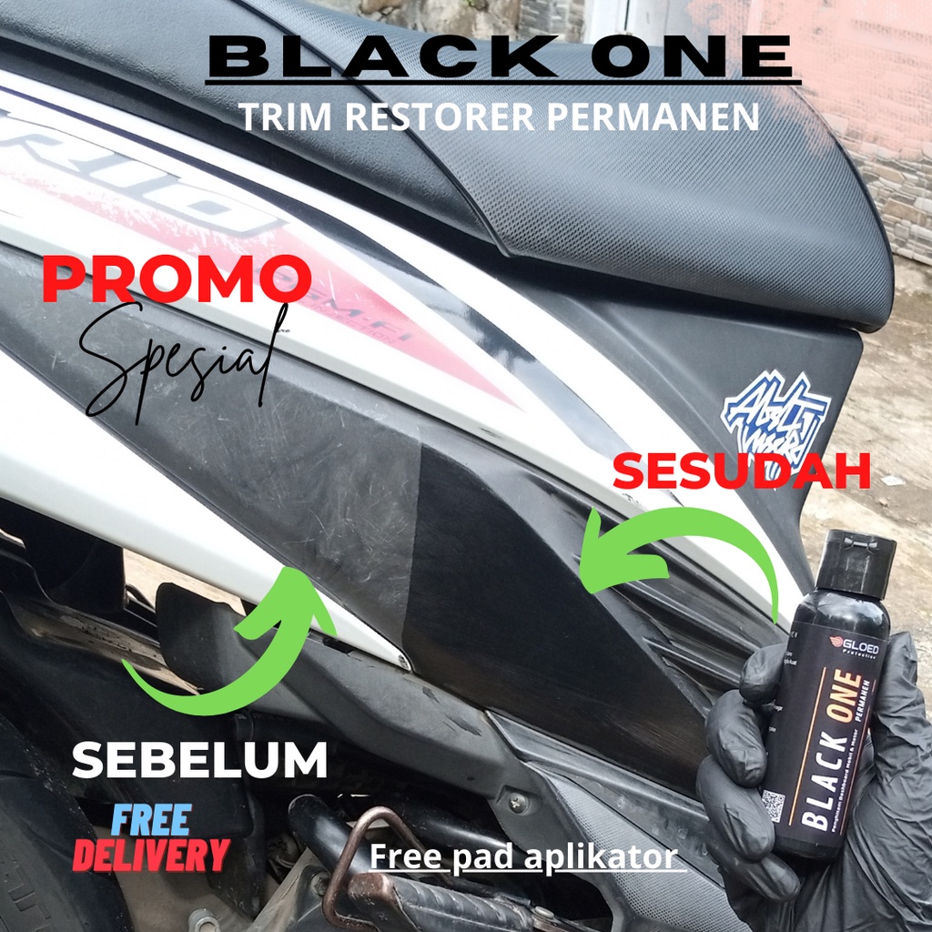 Penghitam Body Motor / Mobil Permanen free spon dan sarung tangan Black One