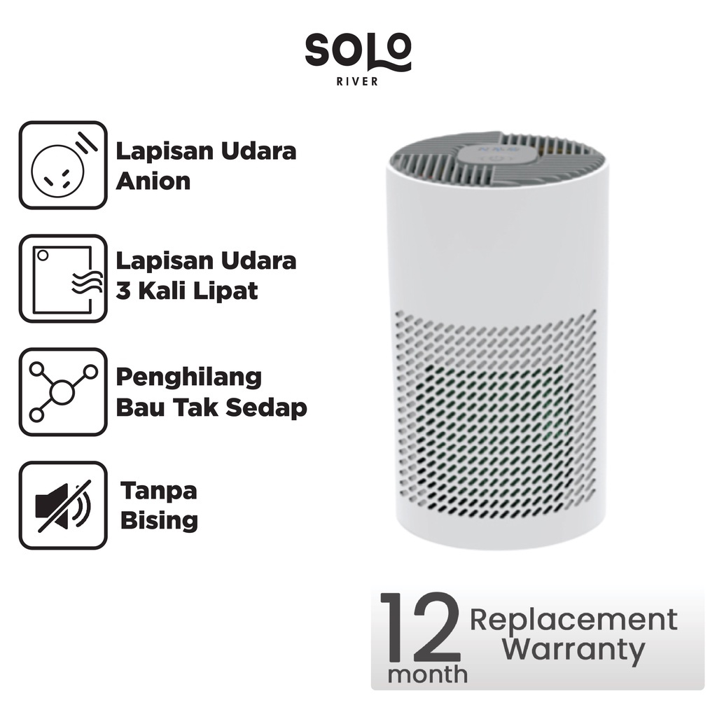 SOLO RIVER Air purifier Penyaring Udara Debu Ruangan 5-15m2 Filter UV Sterilizer. HEPA Filter