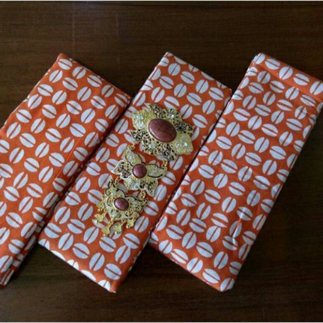 Kain Batik Cap Garutan Motif Kopi Orange Modern