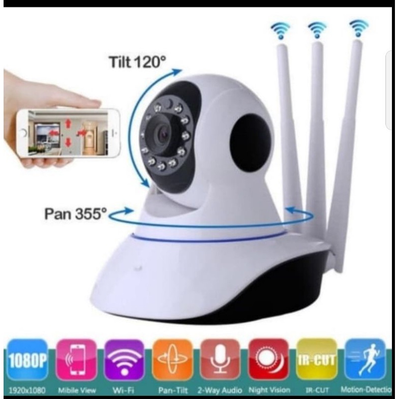 IP Cam CCTV WiFi V380 HD 1080P Night Vision 3 antena IP kamera wireless