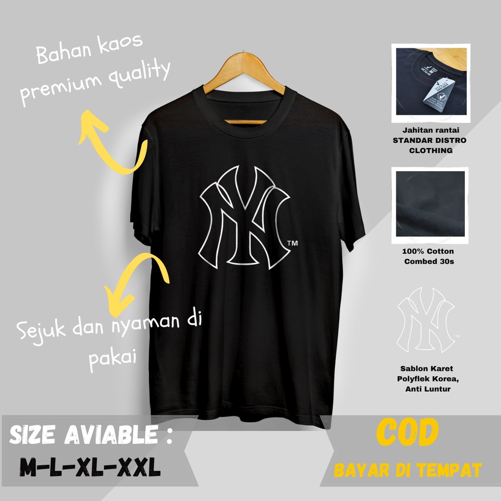 Kaos Oversize Branded Yankees New York Cotton Combed T Shirt Oversized Pria & Wanita