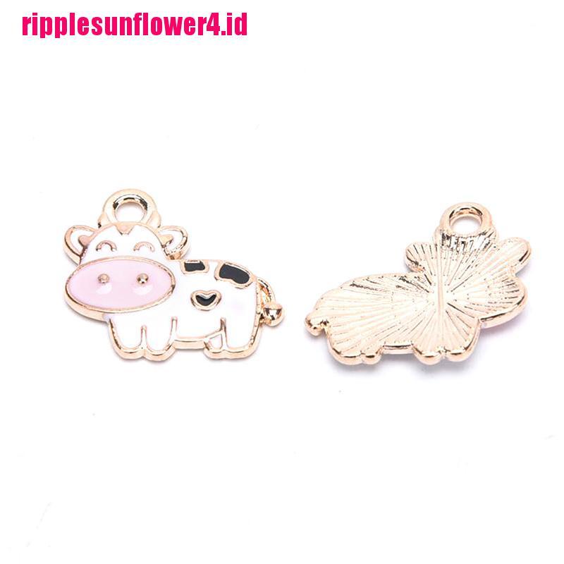 10pcs Liontin Enamel Bentuk Sapi Untuk Membuat Perhiasan Gelang